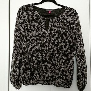 Black and Cream Crossover Blouse